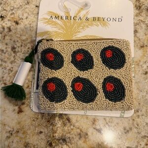 America & Beyond Beaded Olives Coin Purse